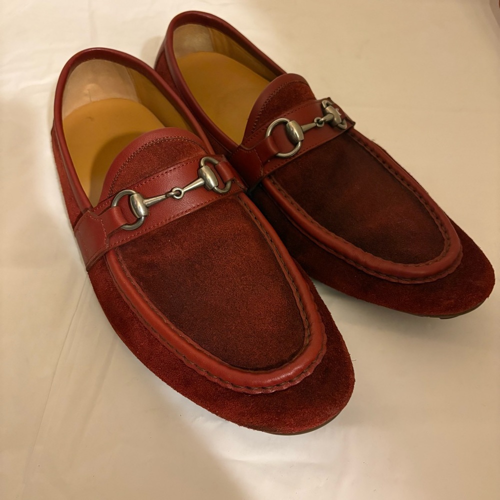 GUCCI horsebit suede loafers